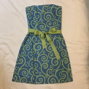 Eliza B swirl strapless dress